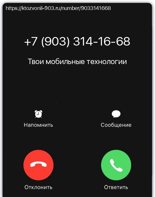 Номер телефона 89033141668